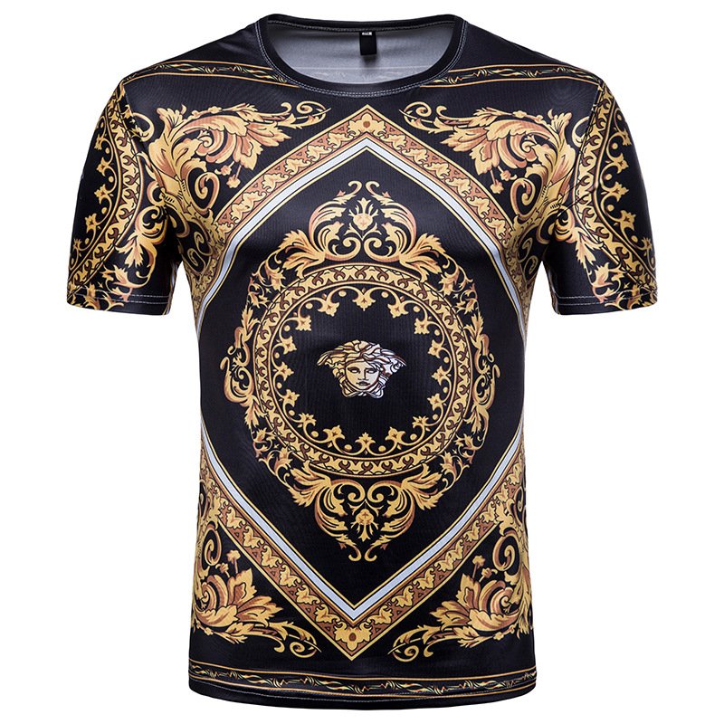 Foreign trade men's 3D short-sleeved T-shirt palace style printed Medusa T-shirt T413